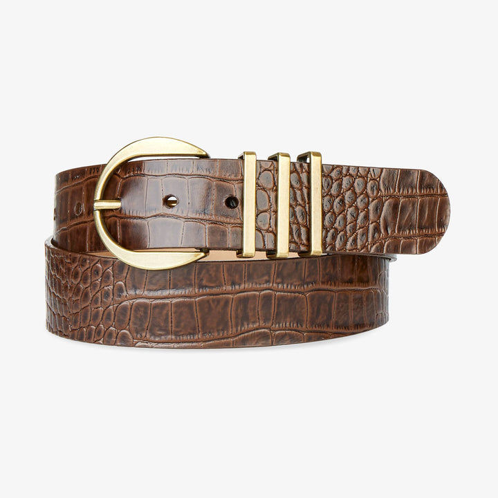 Ceinture Kiku en cuir embossé croco