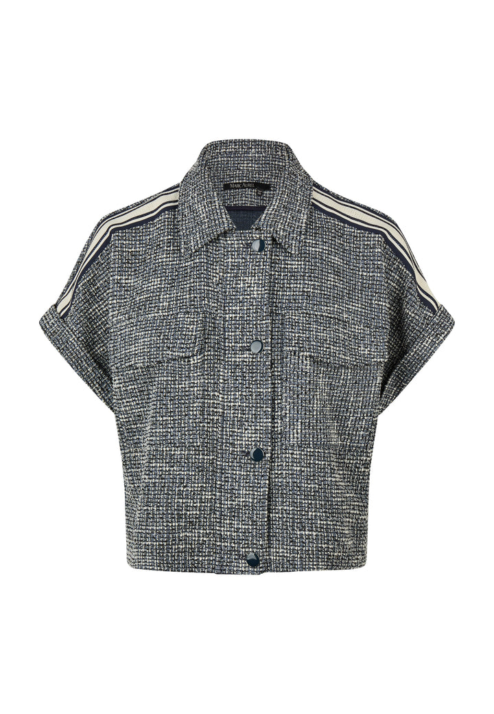 Veste courte texturée à bandes contrastantes