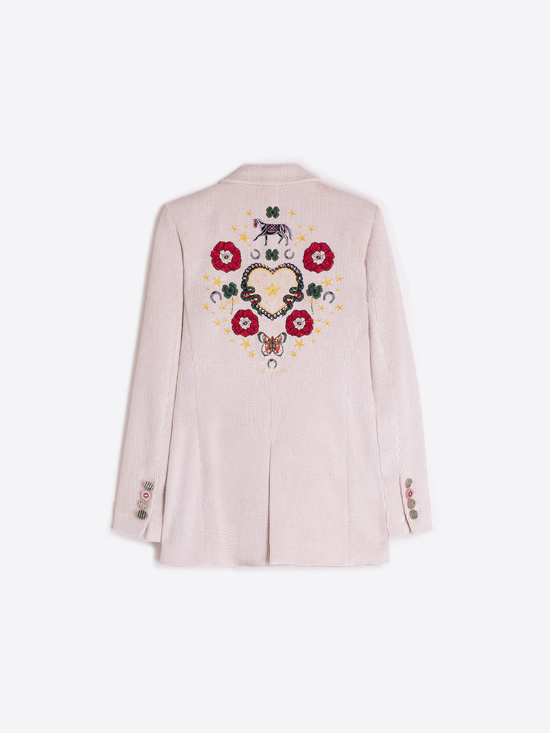 Veston en corduroy avec motif équestre brodé