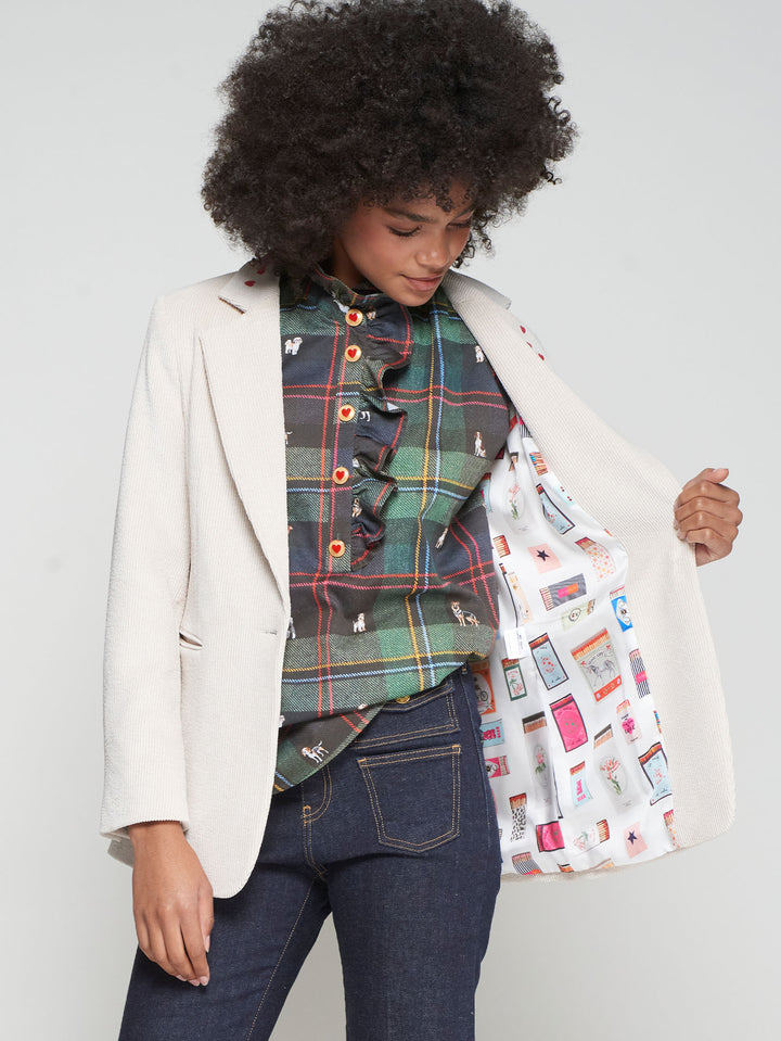 Veston en corduroy avec motif équestre brodé