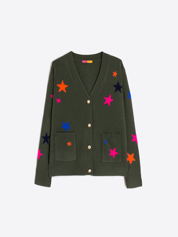 Cardigan en laine avec étoiles multicolores Alina