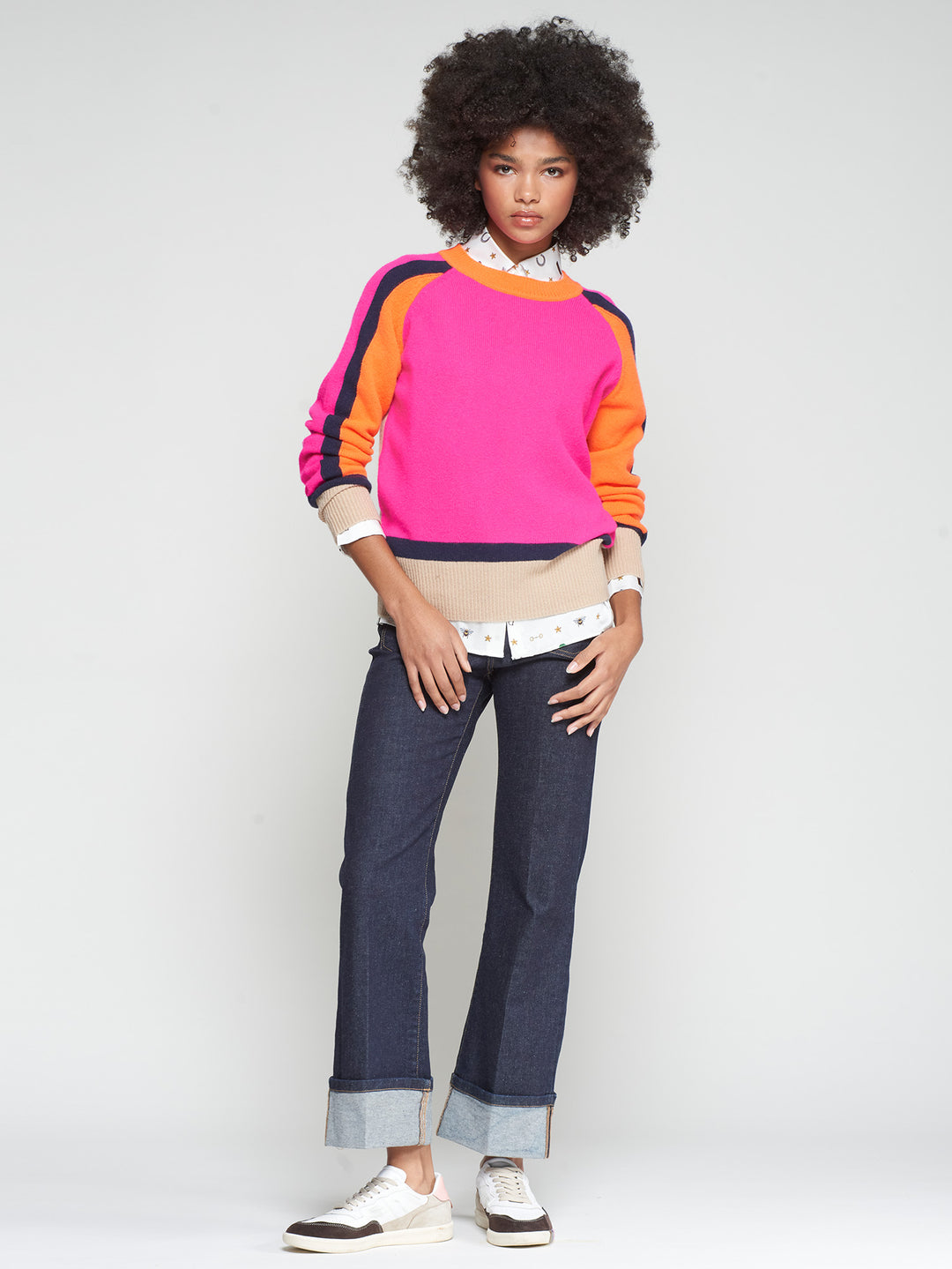 Pull en laine avec bandes colorées