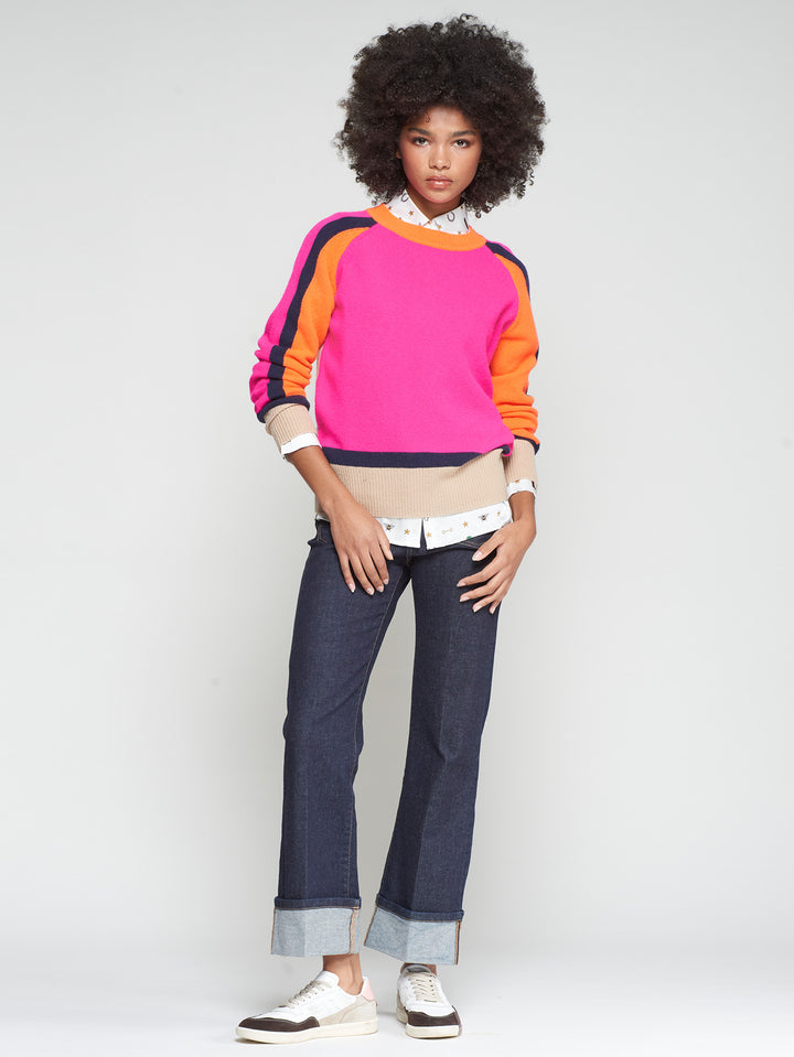 Pull en laine avec bandes colorées