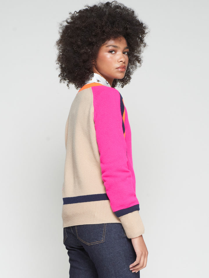 Pull en laine avec bandes colorées