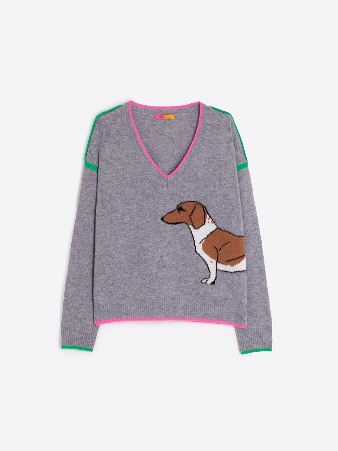 Pull en laine avec motif chien saucisse