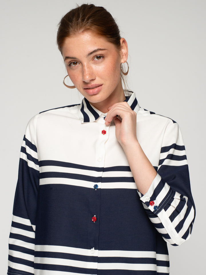 Chemise rayée Tiffany à boutons bijoux