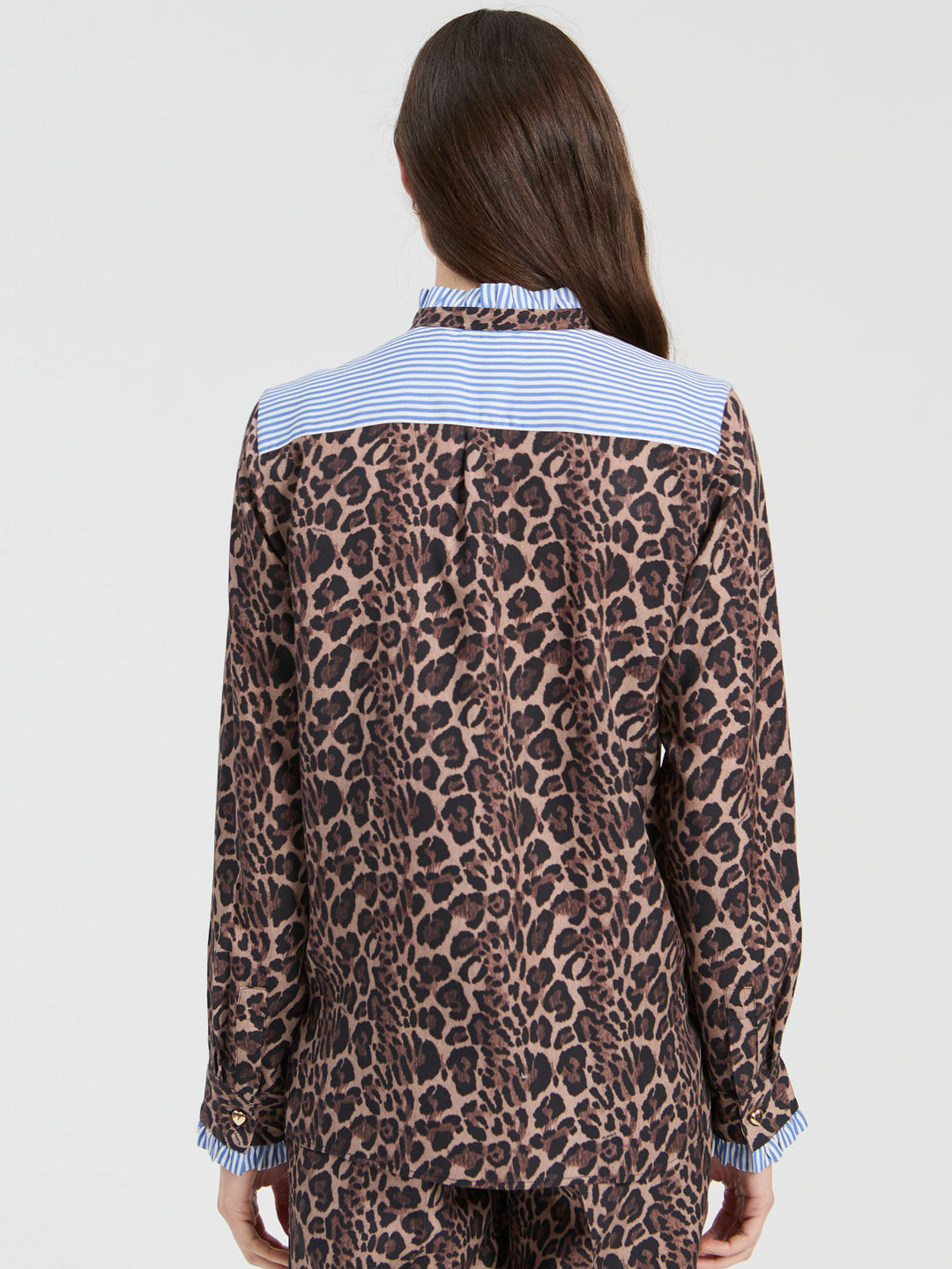 Chemise à imprimé léopard et détails rayés Diana
