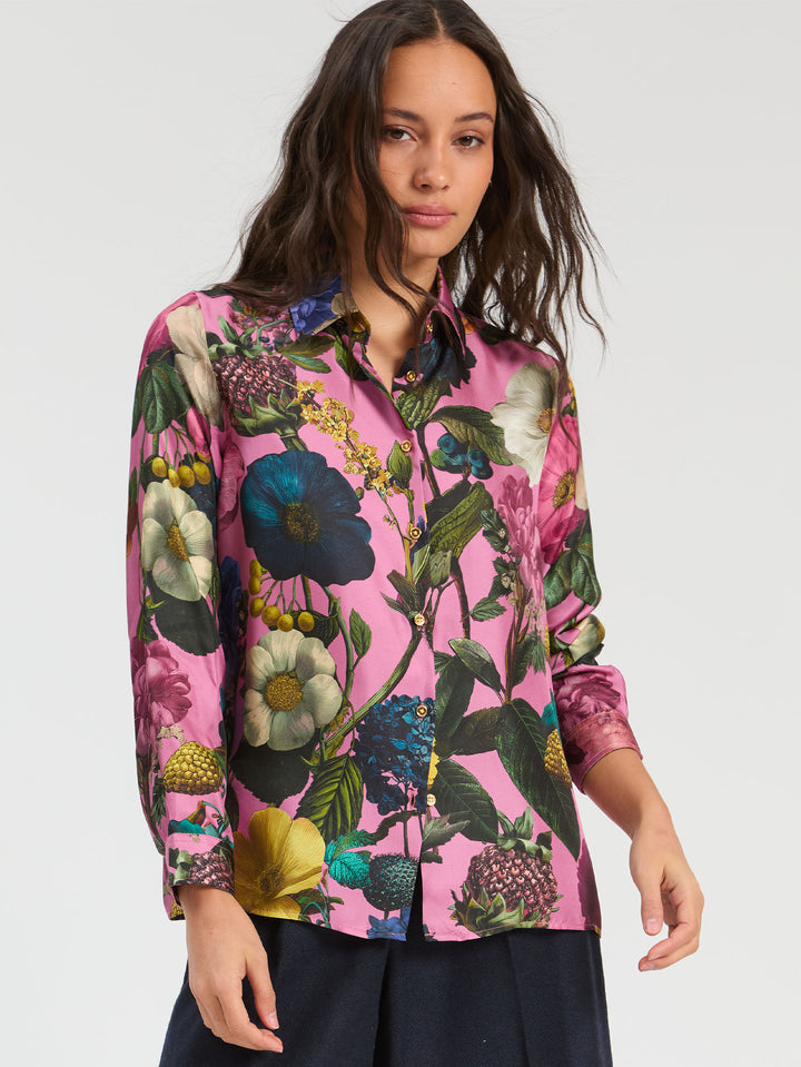 Chemise à imprimé botanique surdimensionné