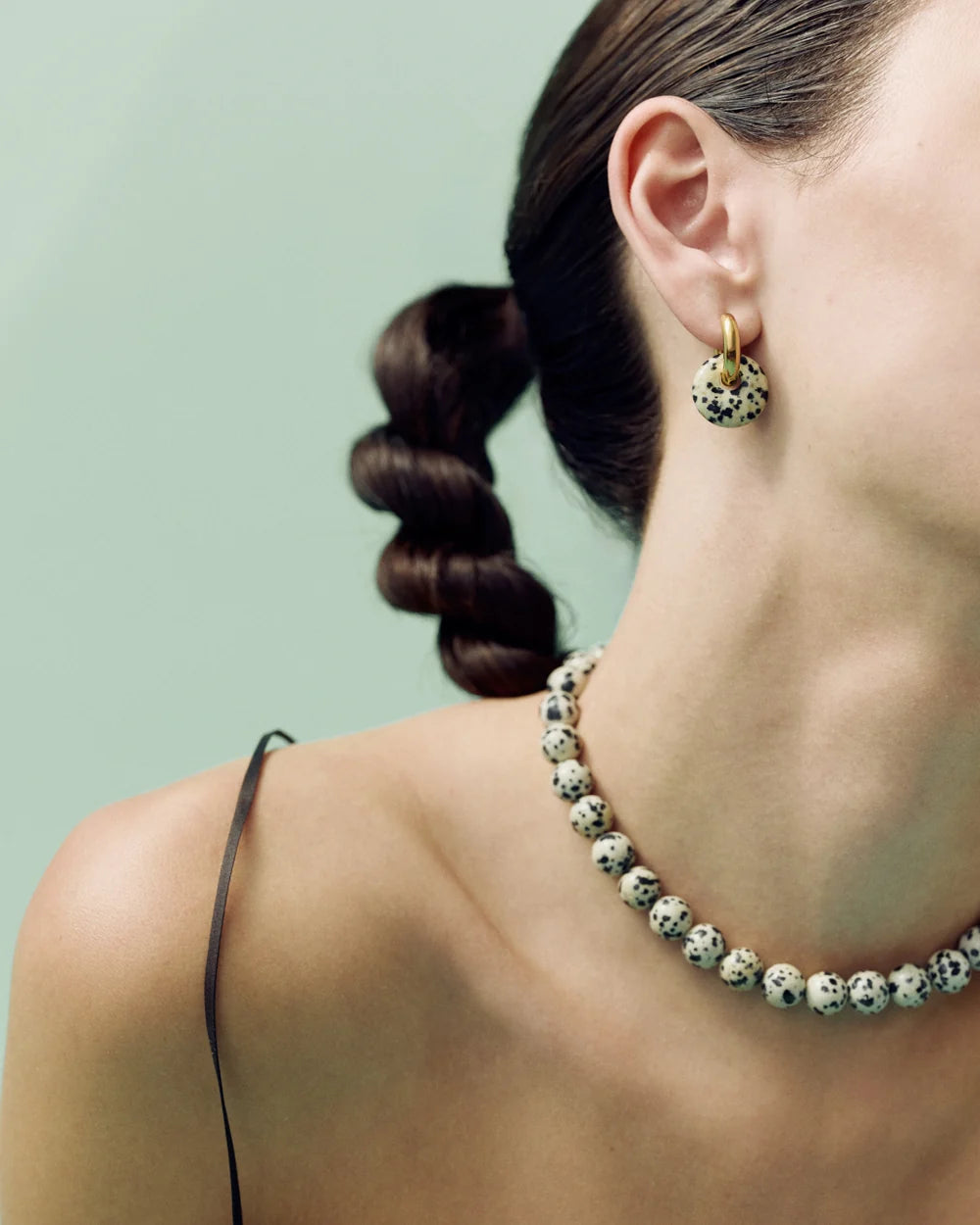 Boucles d'oreilles anneaux Dalmatian Jasper