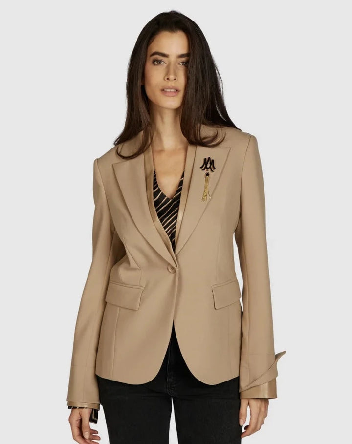 Veston court avec insertions de cuir