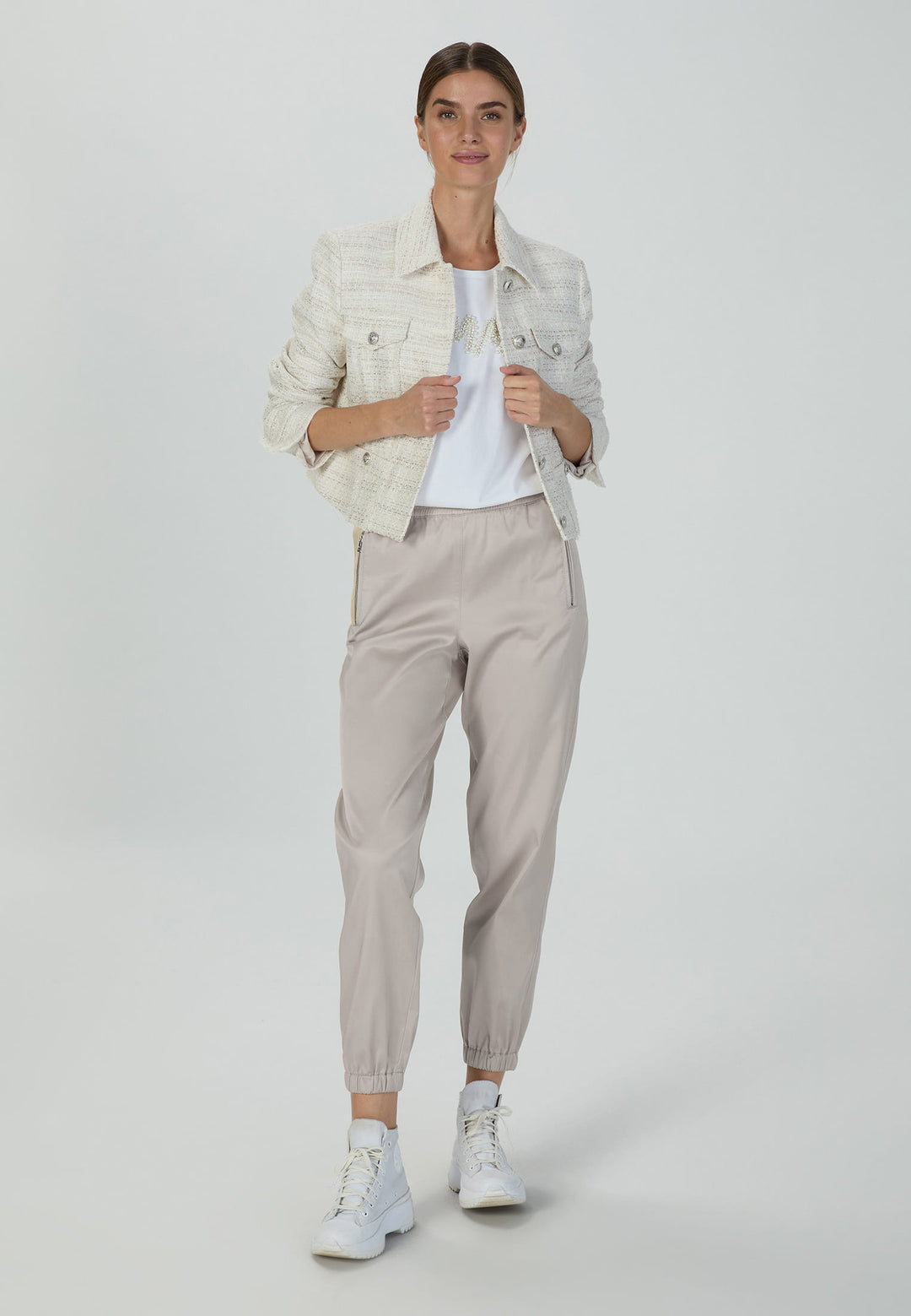 Veste en tweed avec détails frangés