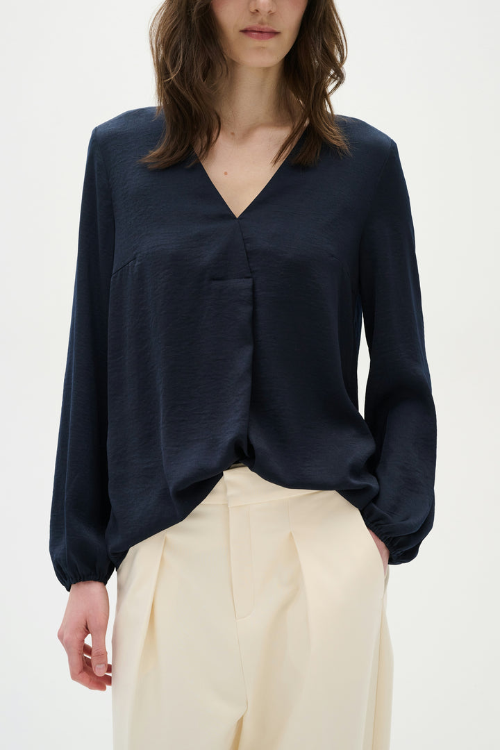 Blouse légère col V Rinda - Bleu marine