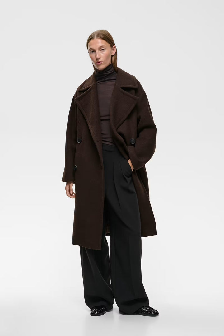 Manteau long croisé à larges revers Zorah