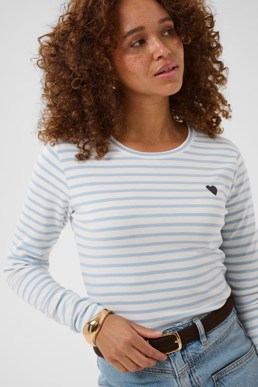 T-shirt rayé Liddy avec coeur brodé à manches longues