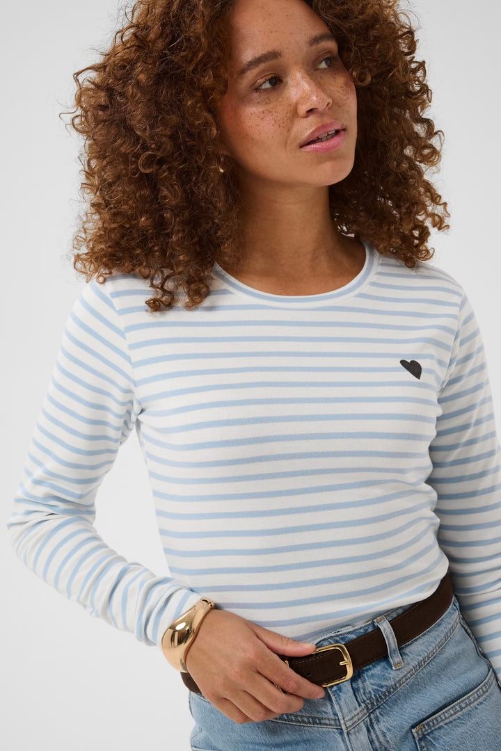 T-shirt rayé Liddy avec coeur brodé à manches longues