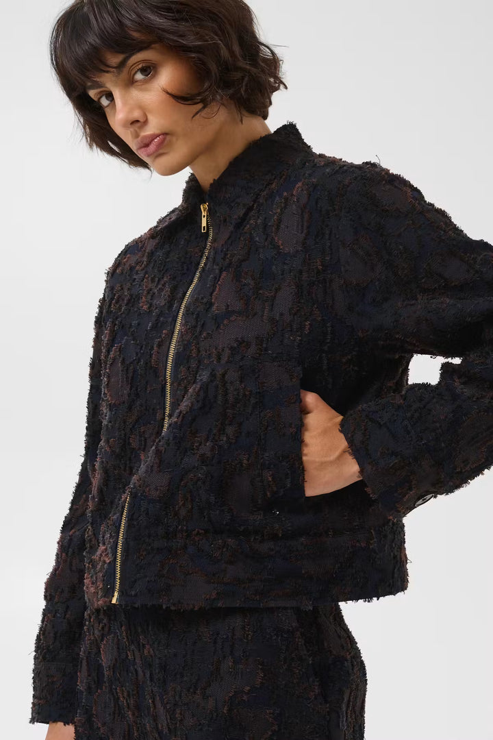 Veste courte texturée à fermeture éclair Cerin