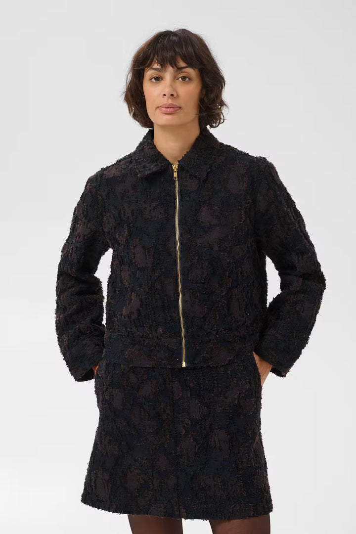 Veste courte texturée à fermeture éclair Cerin
