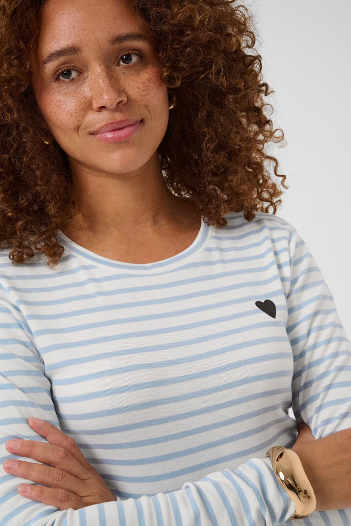 T-shirt rayé Liddy avec coeur brodé à manches longues