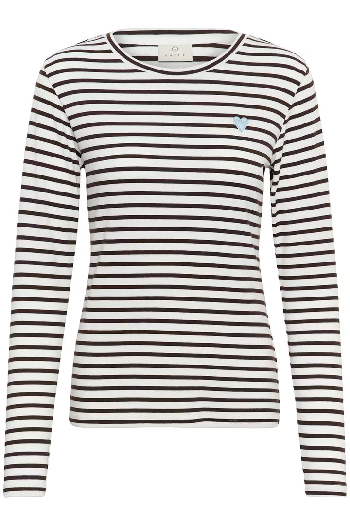 T-shirt rayé Liddy avec coeur brodé à manches longues