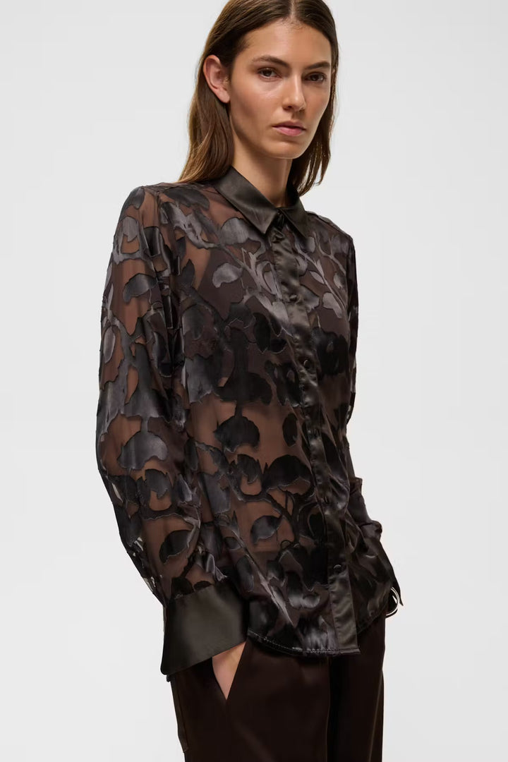 Chemise semi-transparente à motif floral Orion