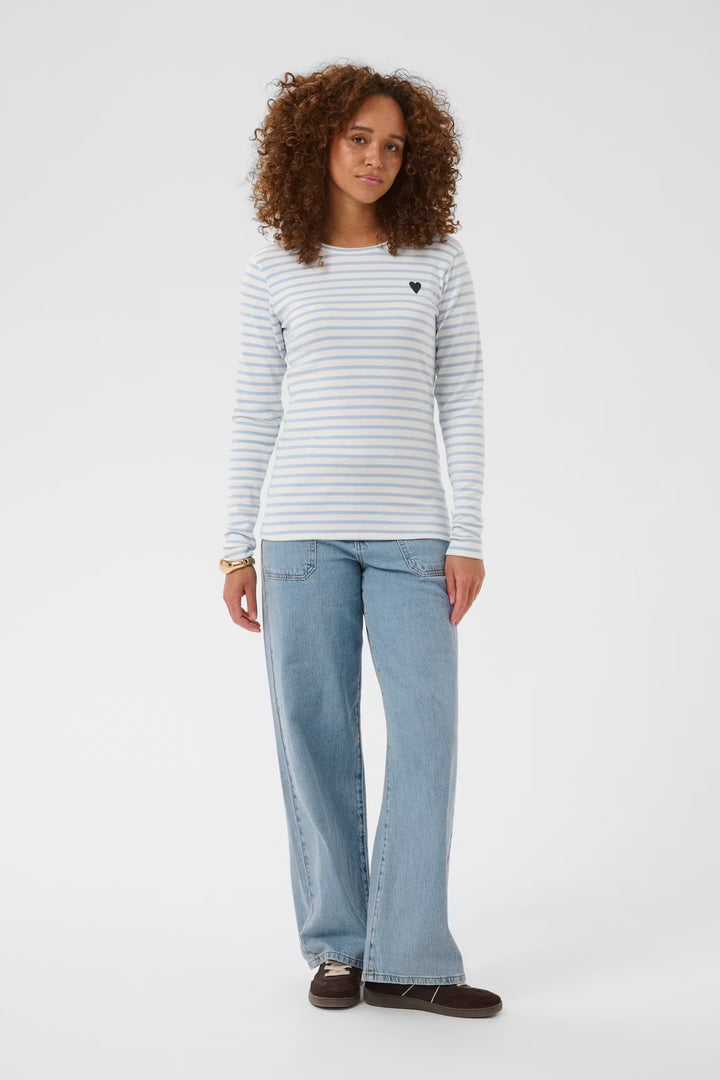 T-shirt rayé Liddy avec coeur brodé à manches longues