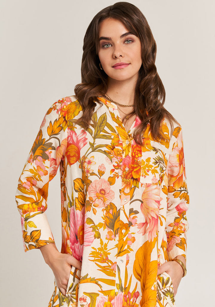 Robe chemise midi avec imprimé floral