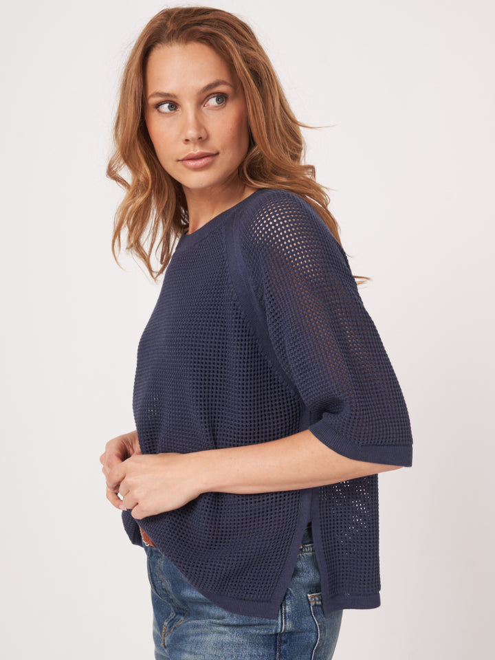 Pull ajouré à manches amples 3/4