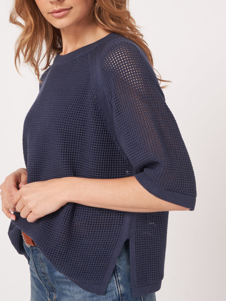 Pull ajouré à manches amples 3/4