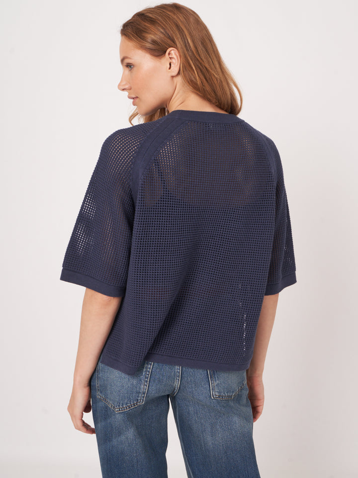 Pull ajouré à manches amples 3/4