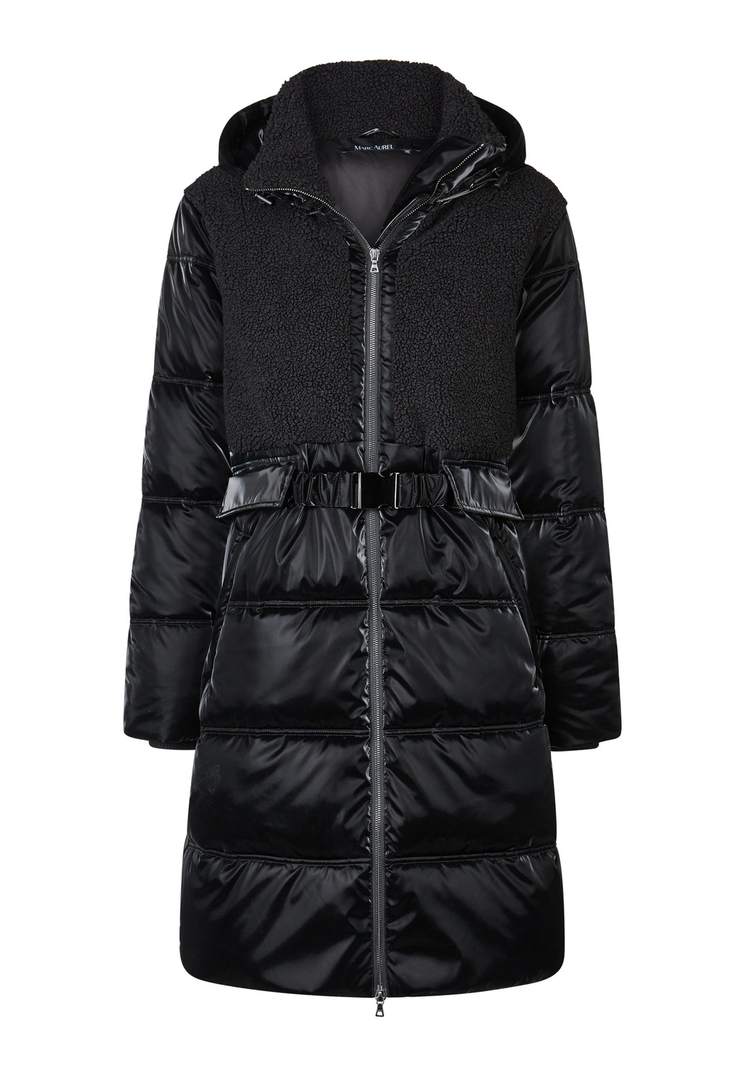 Manteau long matelassé à texture bouclée