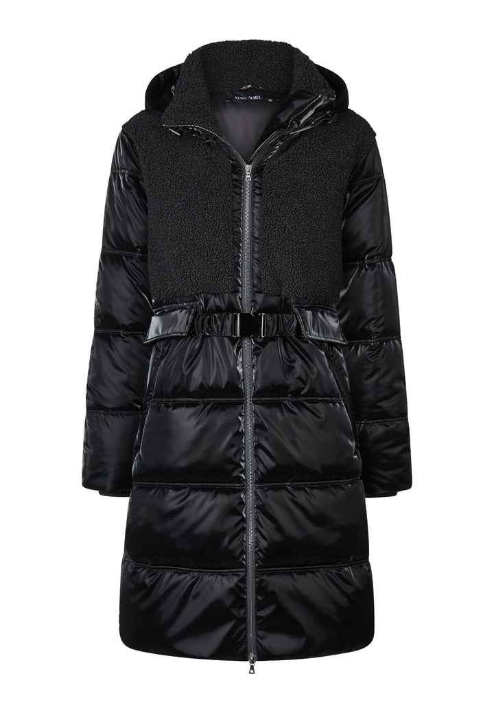 Manteau long matelassé à texture bouclée