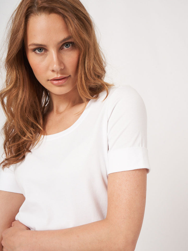 T-shirt en coton avec manches retroussées