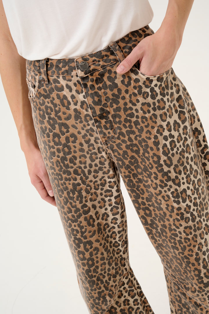 Pantalon en coton avec imprimé léopard Aliena