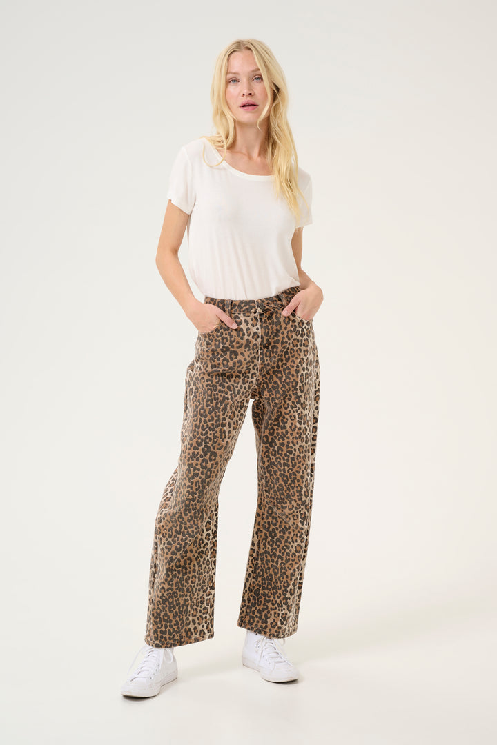 Pantalon en coton avec imprimé léopard Aliena