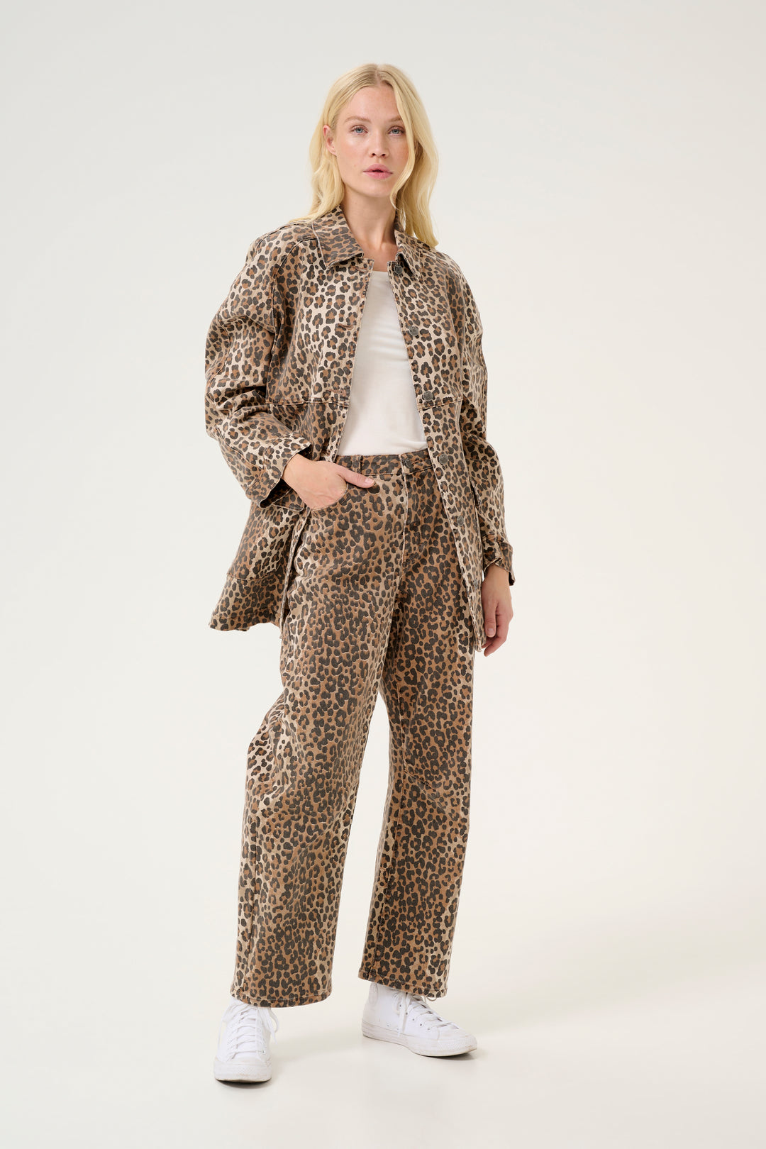 Pantalon en coton avec imprimé léopard Aliena