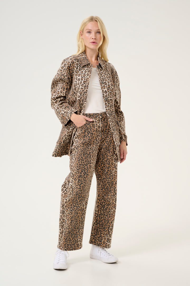 Pantalon en coton avec imprimé léopard Aliena