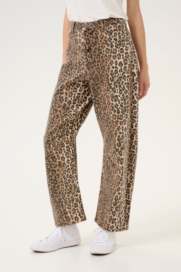 Pantalon en coton avec imprimé léopard Aliena