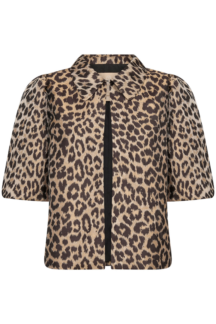 Veste courte satinée avec imprimé léopard Muxi