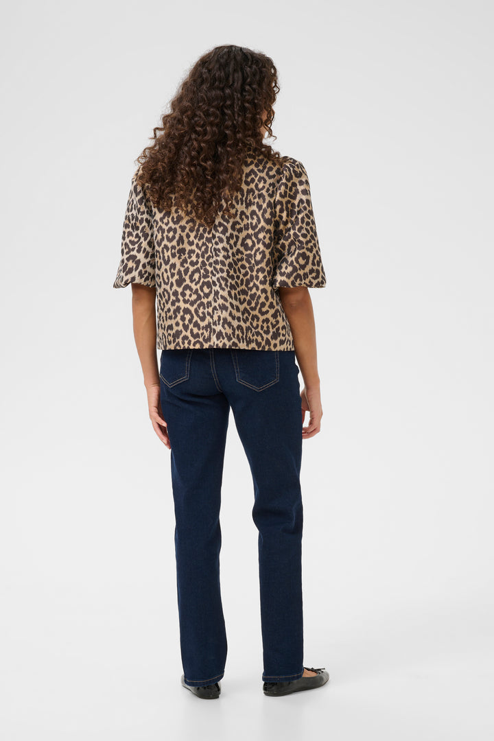 Veste courte satinée avec imprimé léopard Muxi
