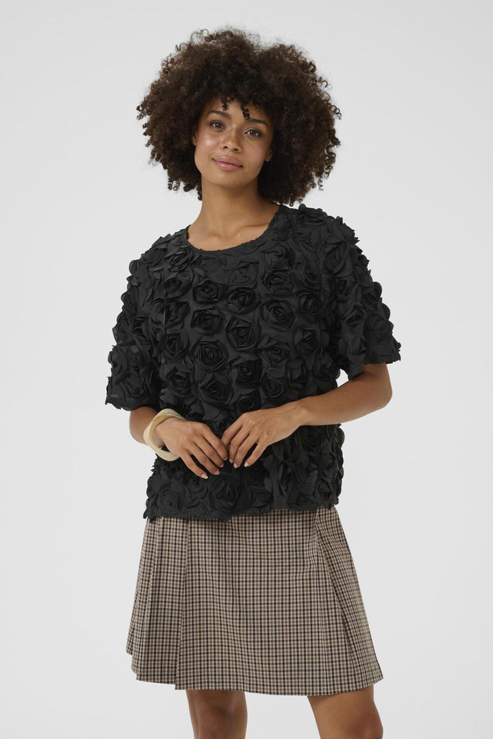 Blouse à manches courtes avec appliqué floral Cebrine