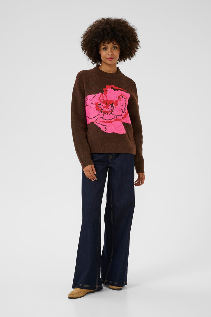 Pull avec motif floral contrastant Bliss