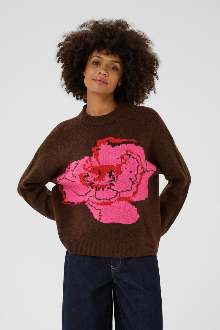 Pull avec motif floral contrastant Bliss