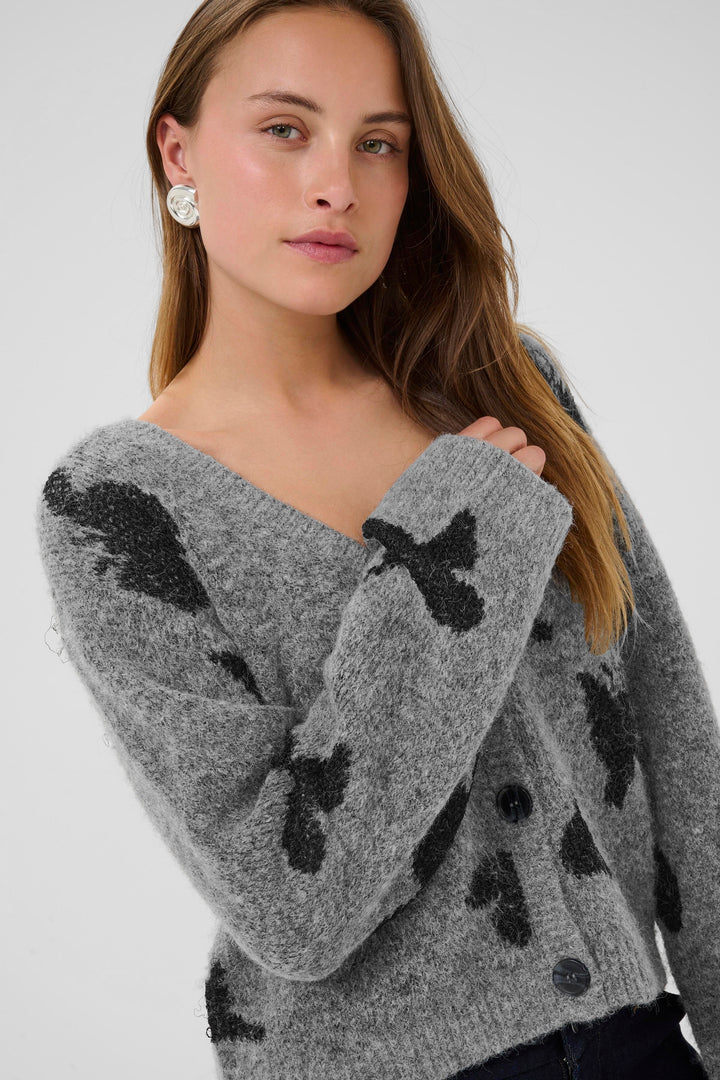 Cardigan boutonné avec motif papillons Freya