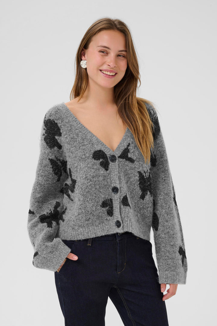 Cardigan boutonné avec motif papillons Freya