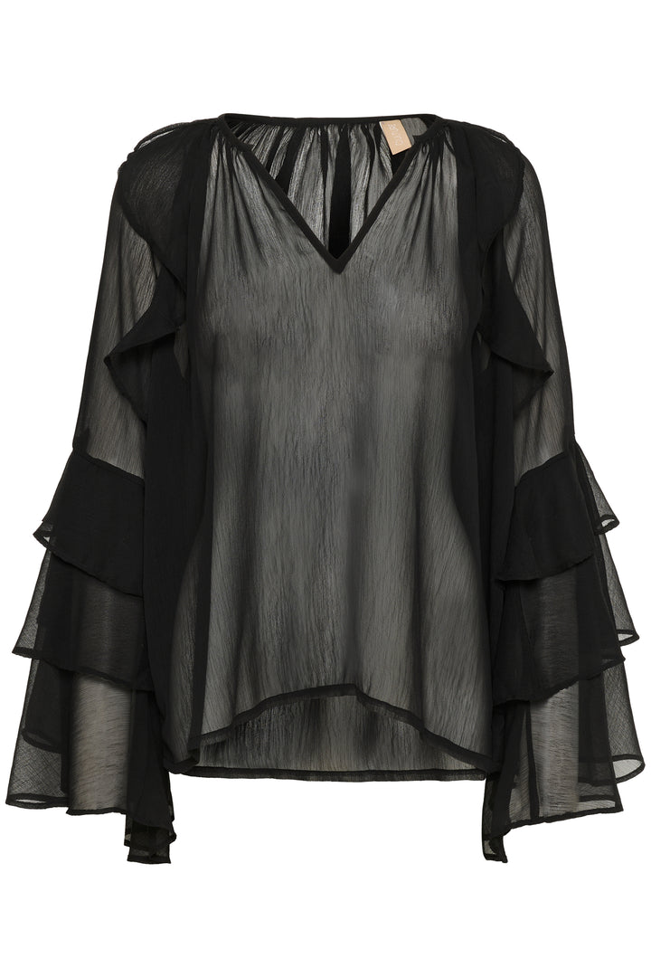 Blouse transparente à volants Lianoa