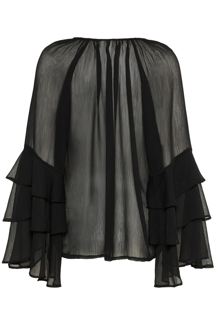 Blouse transparente à volants Lianoa