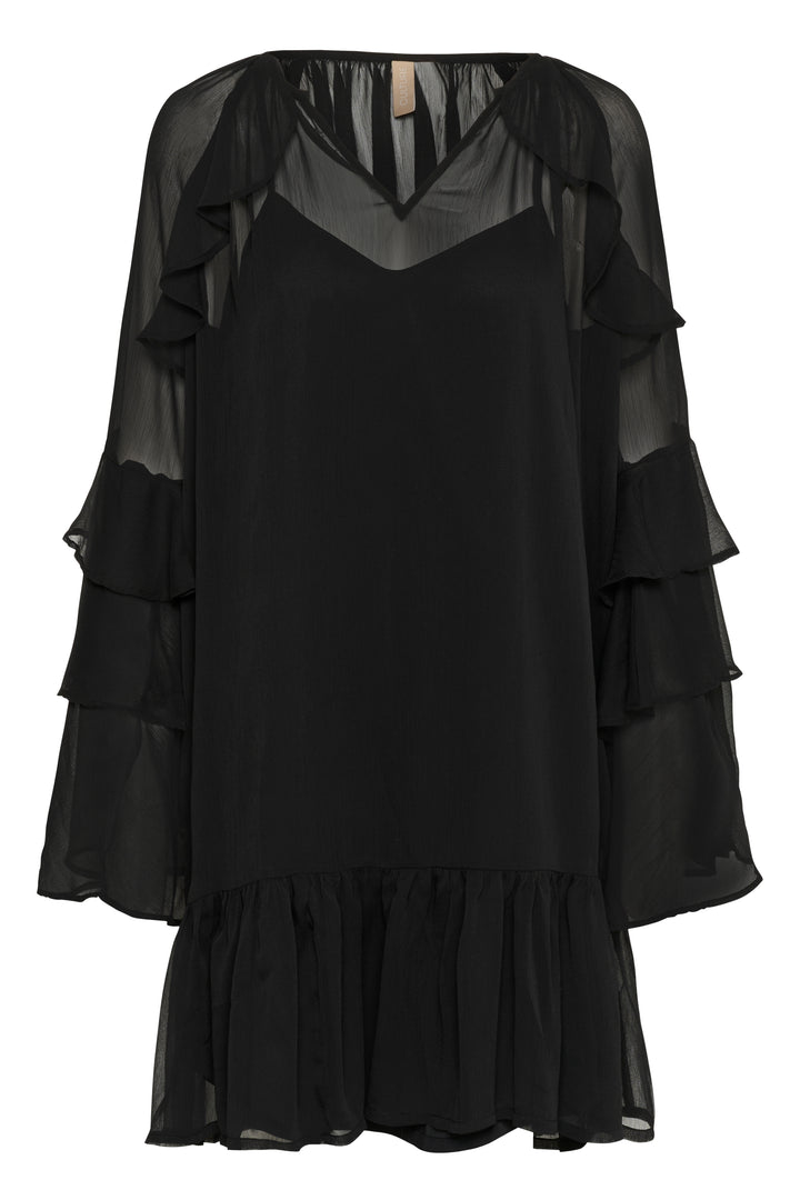 Robe courte transparente à volants Lianoa