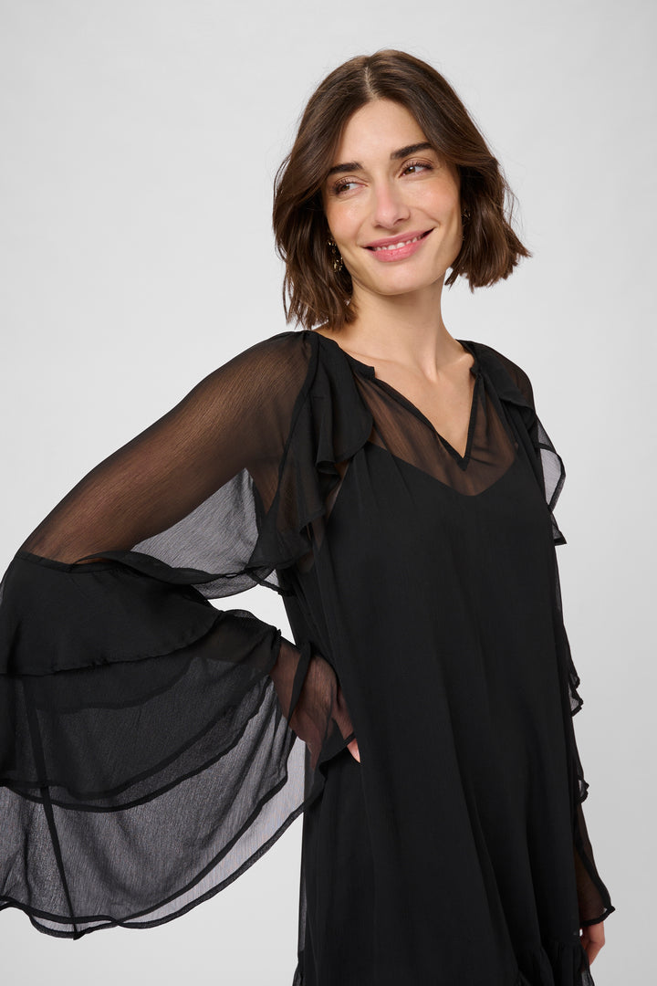 Robe courte transparente à volants Lianoa