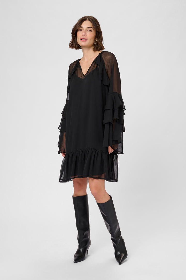 Robe courte transparente à volants Lianoa