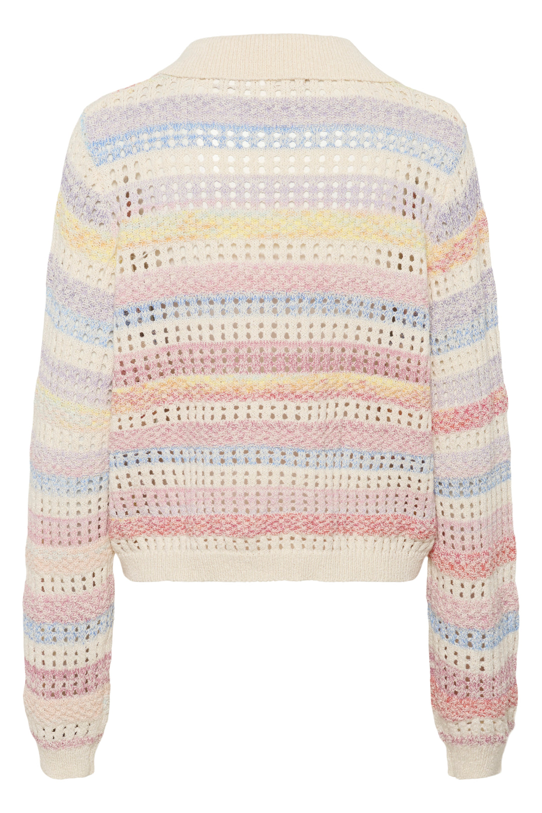Pull polo Juana ajouré à rayures douces